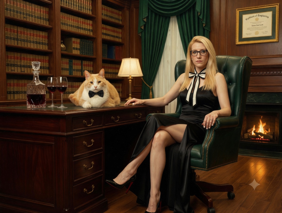 Dr. Evelyn Hart with orange tabby