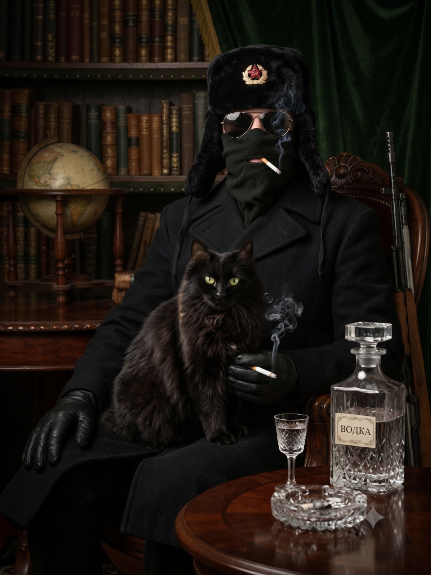 Partner Volkov with black cat