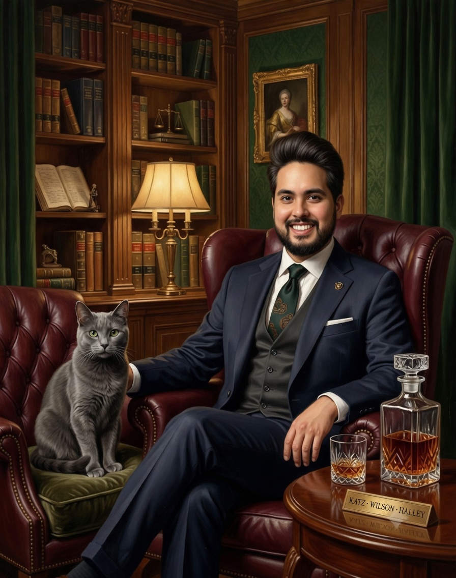 Marcus Wilson with grey cat